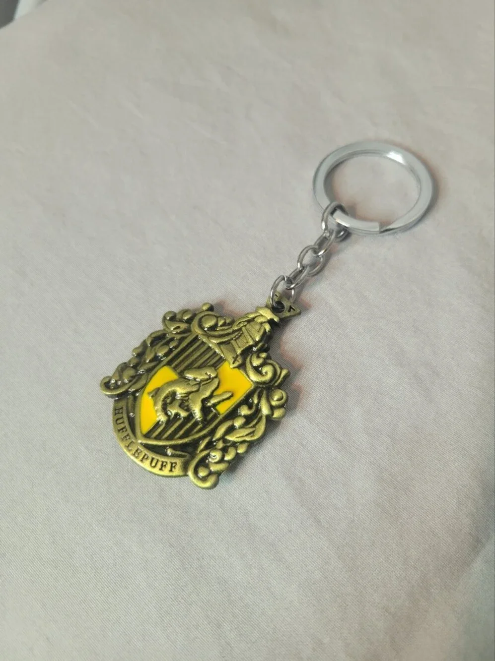 Harry Potter Hufflepuff Crest Yellow, Brass & Black Metal Keychain